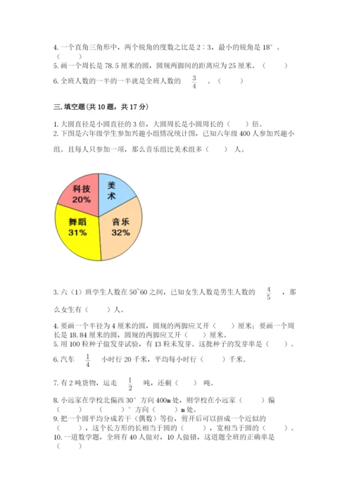 2022六年级上册数学期末测试卷含完整答案（典优）.docx