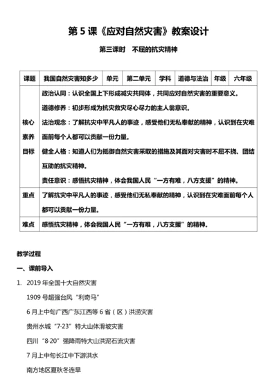 （核心素养目标）5.3 应对自然灾害 第三课时  教案设计
