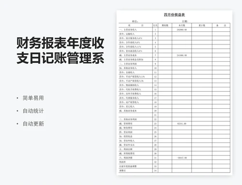 财务报表年度收支日记账管理系统表格模板