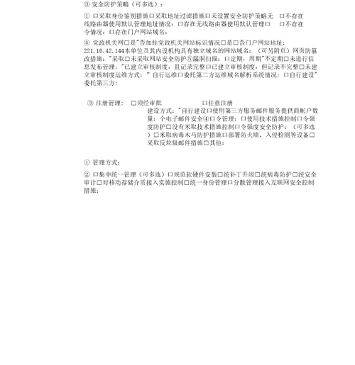 网络安全检查表格