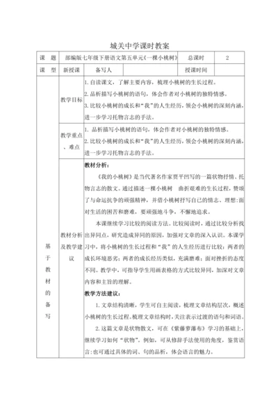 统编版语文七下第五单元19. 一棵小桃树 教材教法教案（表格式）