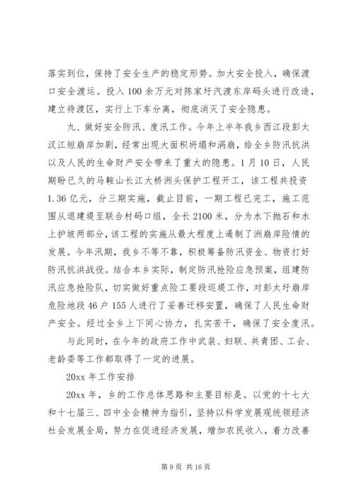 乡镇工作总结暨工作安排.docx