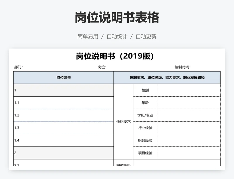 岗位说明书表格