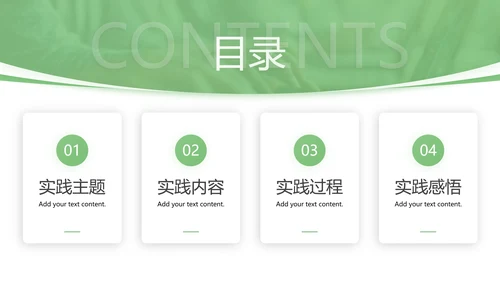 绿色大学生暑假社会实践报告汇报PPT模板