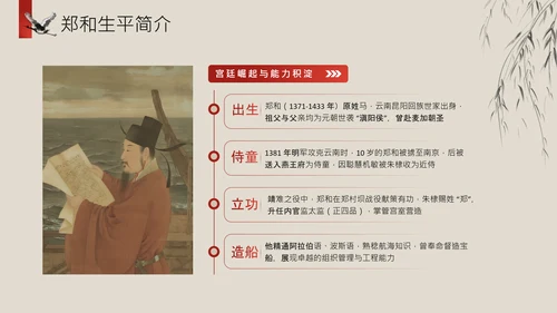 黄色中国风历史课件郑和下西洋PPT