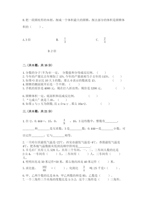 苏教版数学六年级下册试题期末模拟检测卷含答案（达标题）.docx