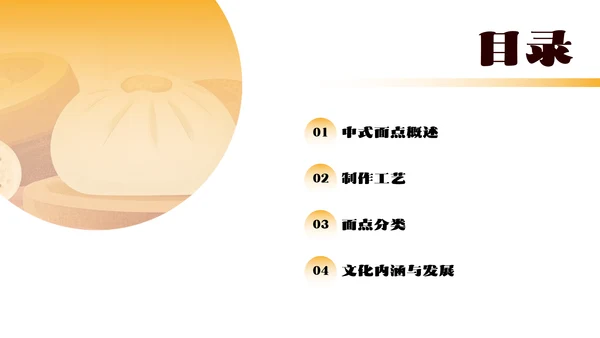 黄色简约中式面点介绍PPT模板