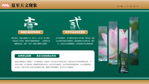 绿色古风二十四节气夏至节气介绍PPT模板