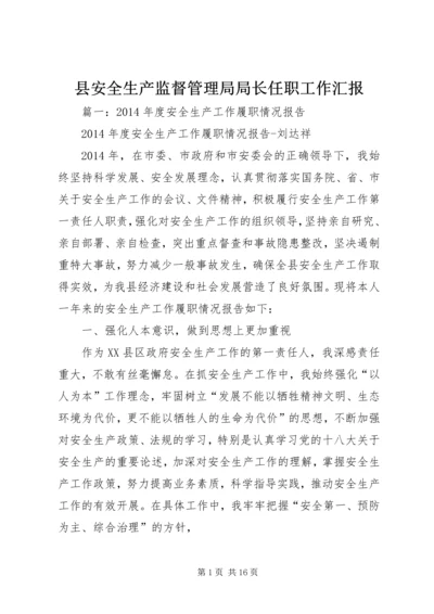 县安全生产监督管理局局长任职工作汇报.docx