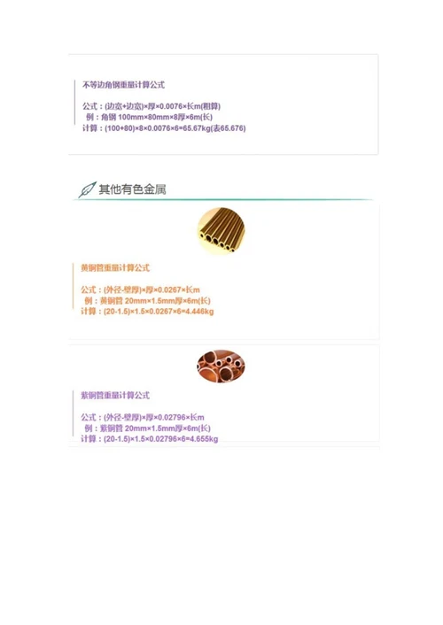 各类钢管计算重量公式