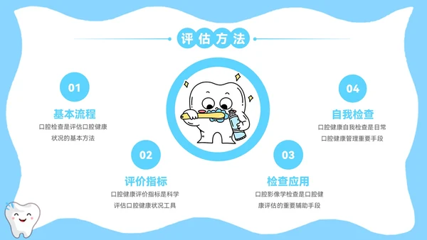 蓝色卡通插画风爱牙日PPT模板