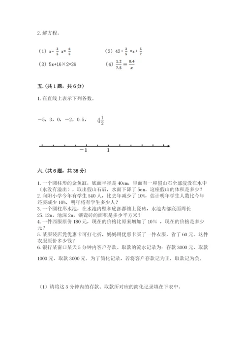 小学六年级数学摸底考试题附答案（培优b卷）.docx