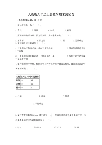 人教版六年级上册数学期末测试卷a4版打印.docx