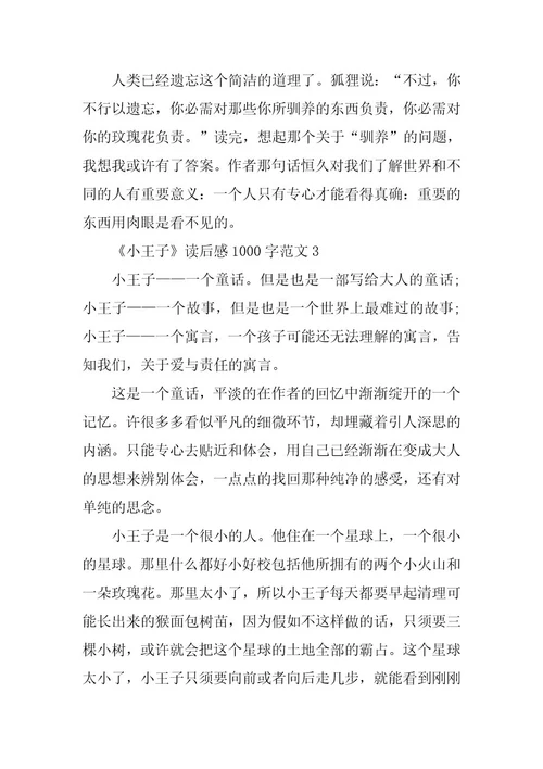 2024年关于《小王子》读后感00字7篇