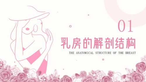粉色插画简约商务乳房护理乳腺护理培训PPT模板