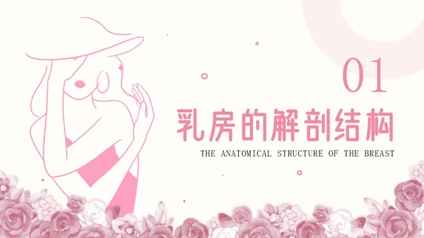 粉色插画简约商务乳房护理乳腺护理培训PPT模板