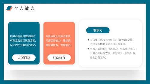 应届生求职运营岗位个人简历通用PPT模板