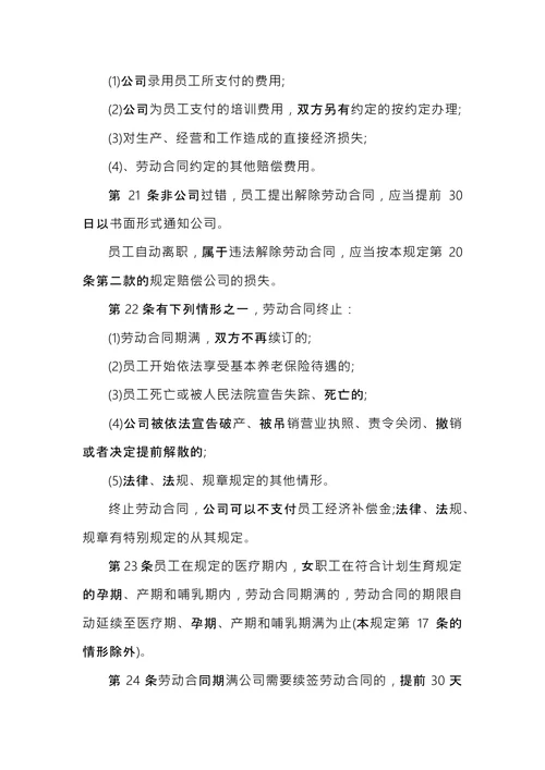 新公司规章制度范本