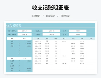 收支记账明细表