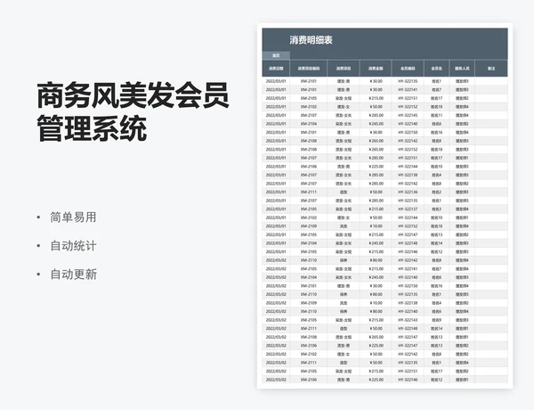 商务风美发会员管理系统