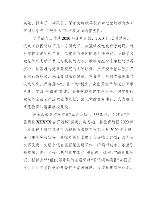 党组织领导下的校长负责制心得体会范文(精选8篇)