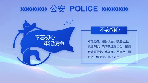 蓝色公安警察年终工作总结动态PPT模板