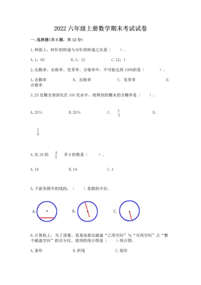 2022六年级上册数学期末考试试卷（考点梳理）word版.docx