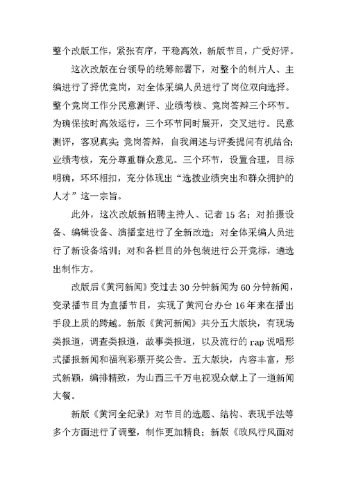 电视台总监个人工作总结