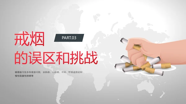 红灰色卡通简约戒烟健康教育PPT课件健康教育宣传栏