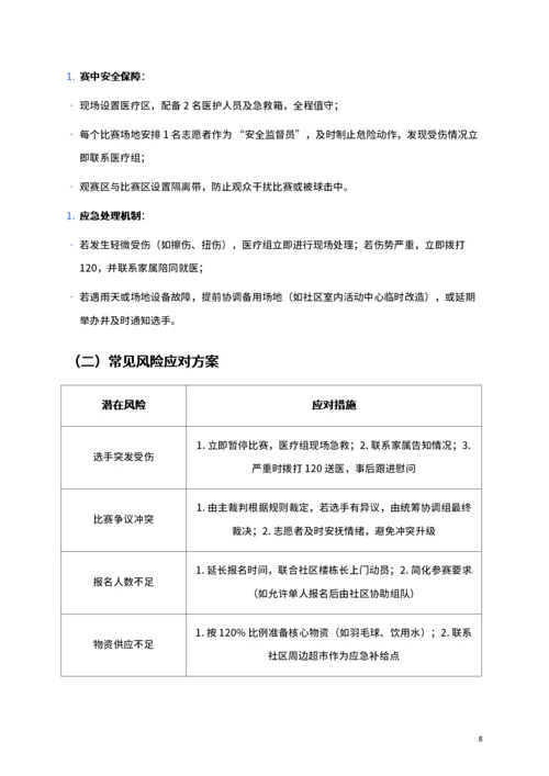 通用社区羽毛球比赛活动策划书