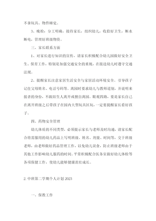 中班第二学期个人计划2023.docx