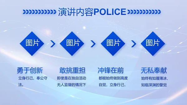 蓝色公安科技信息化建设工作总结PPT动态模板