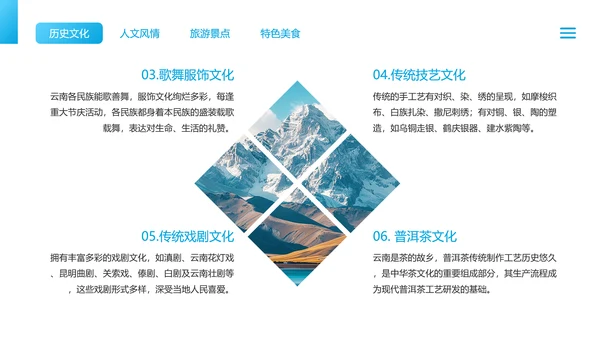 蓝色简约风云南旅游文化介绍PPT