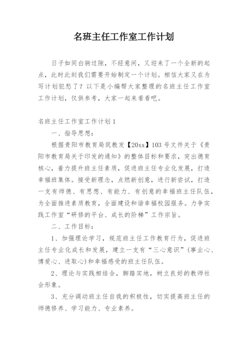 名班主任工作室工作计划.docx