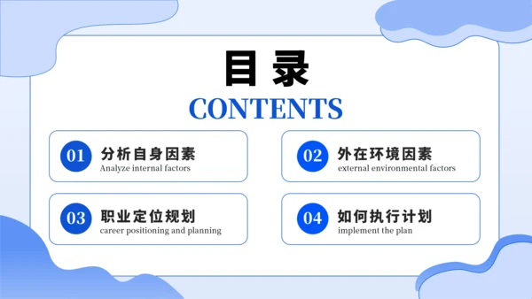 蓝色大学生职业生涯规划PPT模板
