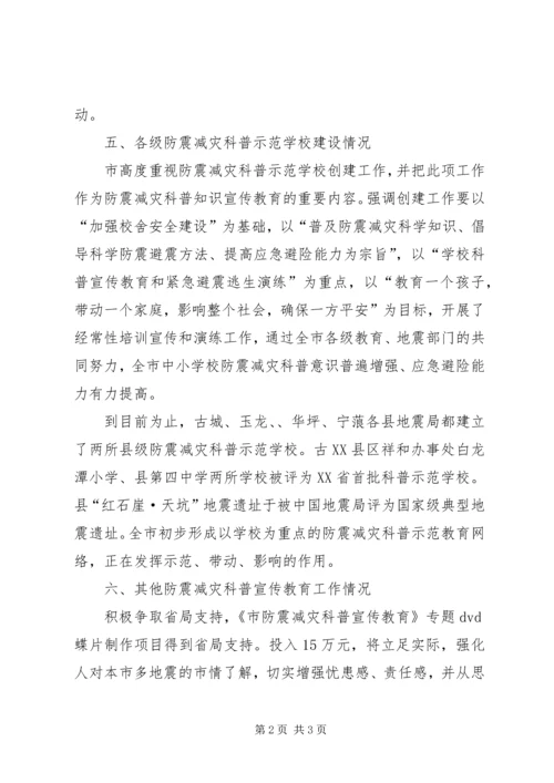 防震减灾科普宣传自查报告(4).docx