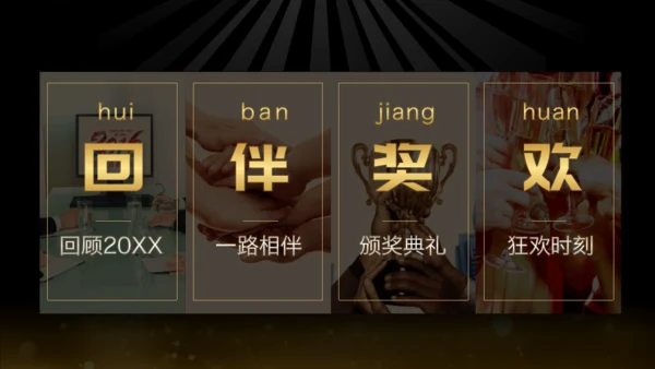 20XX年土豪金版年会颁奖晚会通用PPT模板