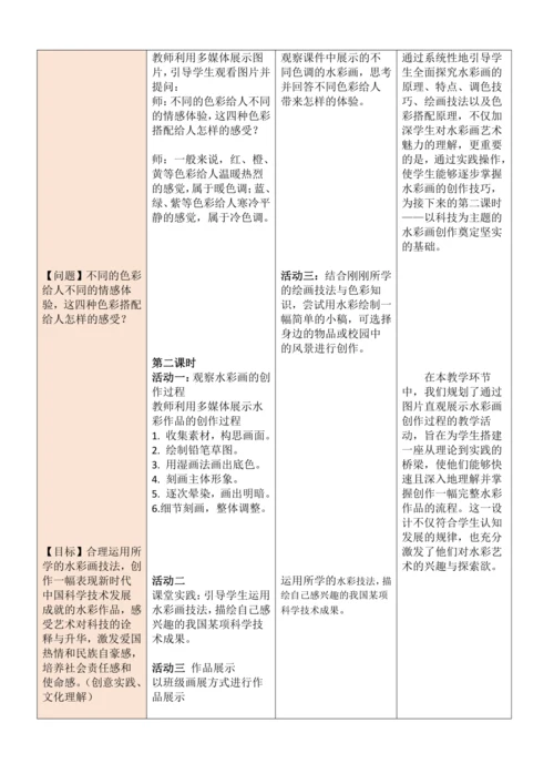 人教版（2024）美术七年级上册 第二单元 大单元教学设计（表格式）