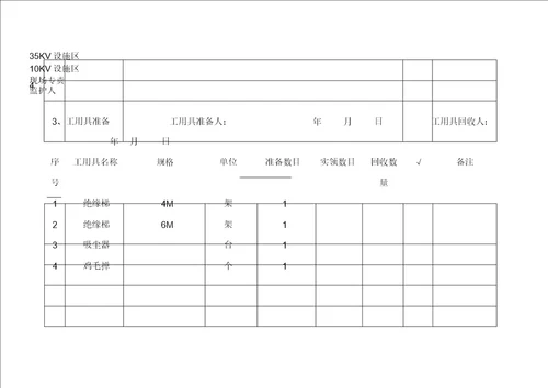 35KV变电站停电清扫作业指导卡