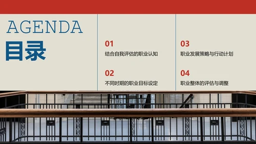 蓝红色复古风酒店管理专业职业规划PPT模板