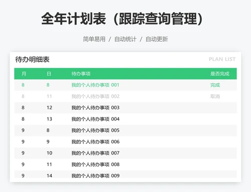 全年计划表（跟踪查询管理）