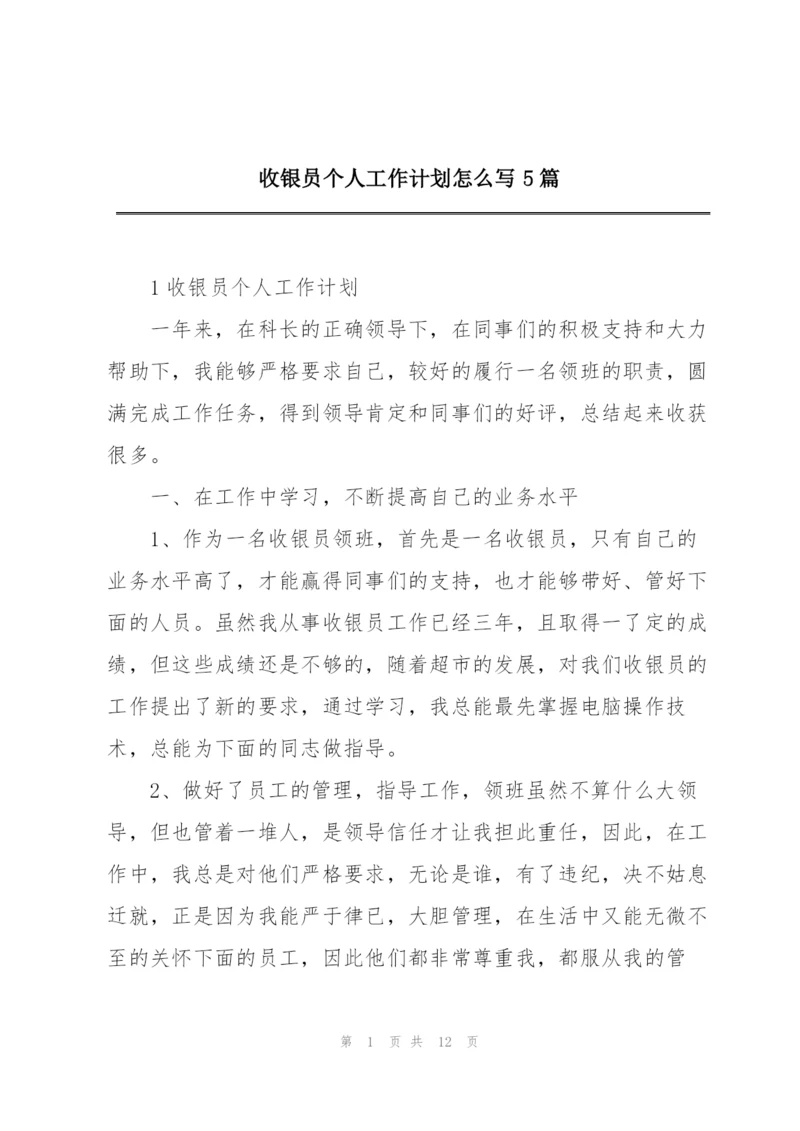 收银员个人工作计划怎么写5篇.docx
