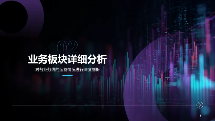 紫色科技风年中运营数据分析PPT模板