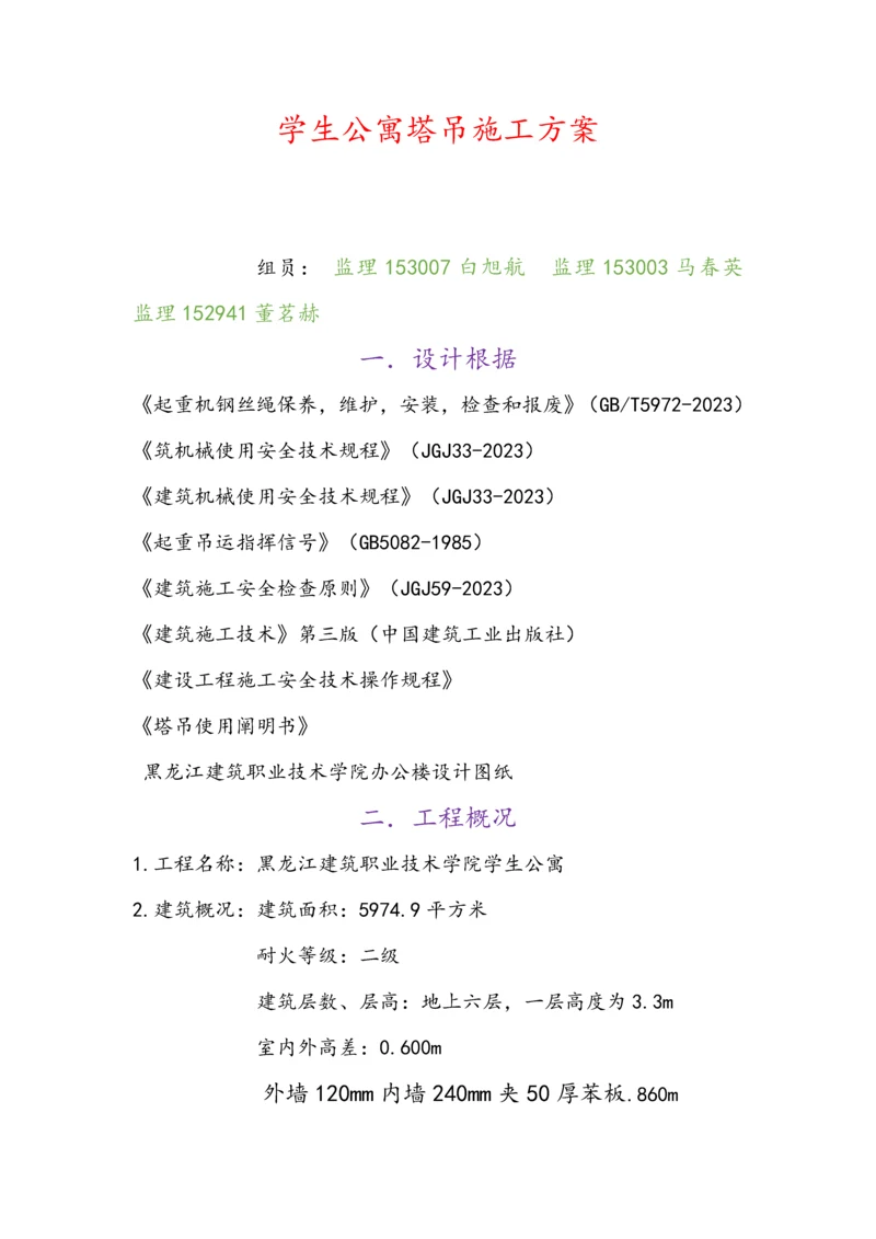 学生公寓塔吊施工方案培训资料.docx