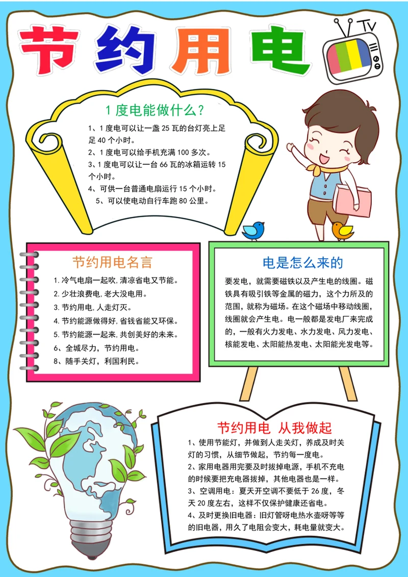节约用电小报绿色低碳生活手抄报节约用电手抄报