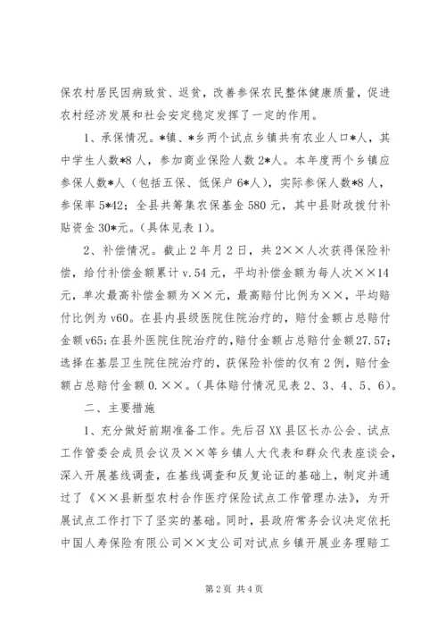 县新型农村合作医疗保险工作运行情况汇报 (3).docx