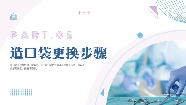 蓝紫色商务实拍造口护理培训PPT课件