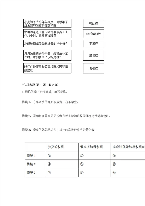 2022年六年级上册道德与法治期末测试卷带答案ab卷