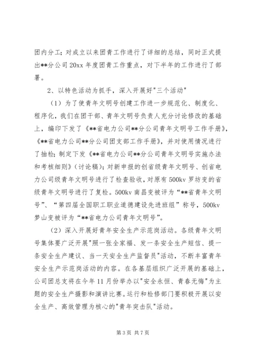 电力团委工作总结及工作计划 (8).docx