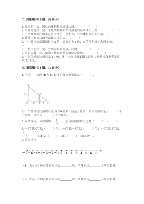 人教版六年级下册数学期末测试卷及完整答案（夺冠）.docx